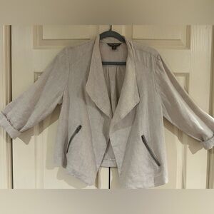 Tommy Bahama Women's Beige linen Jacket with Zipper Pockets Large
